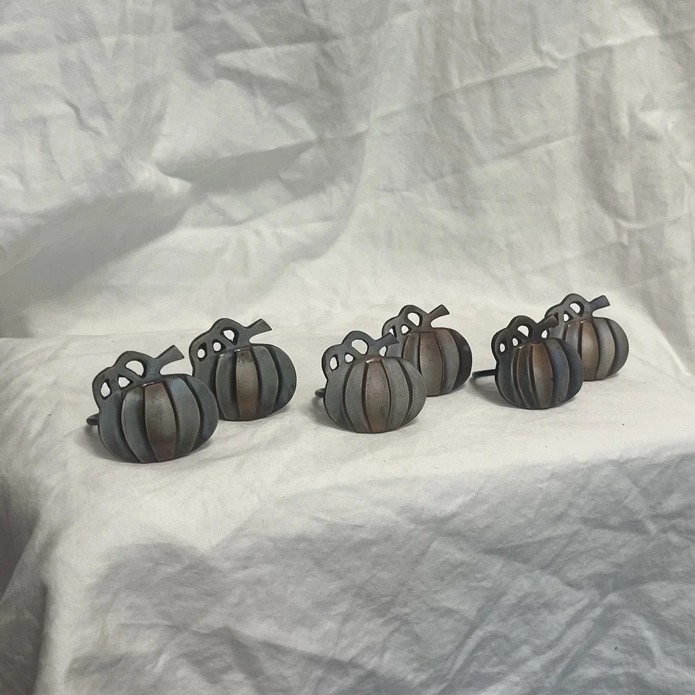 6 pcs Halloween Thanksgiving Napkin Rings, Metal Pumpkin Holders, Spooky Decor‎